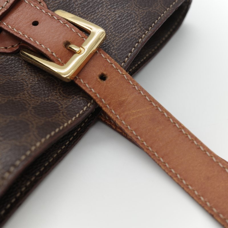 Celine 思琳 Vintage 凱旋門 棕色花紋 長型 單肩包 托特包-29