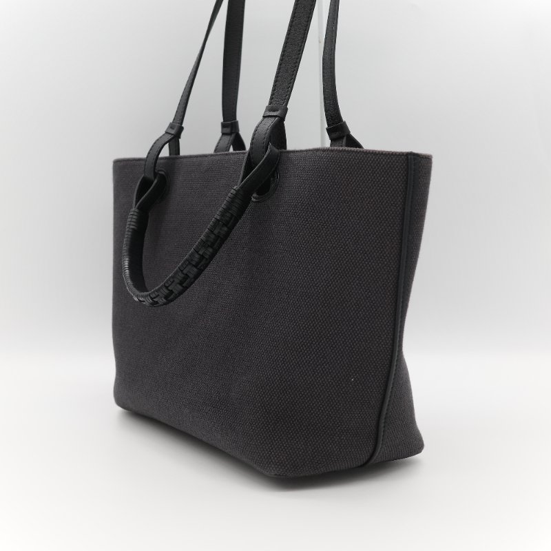 Loewe 羅威 Anagram 碳黑色 Tote Bag 帆布拼皮革 單肩包 手提袋 托特包-7