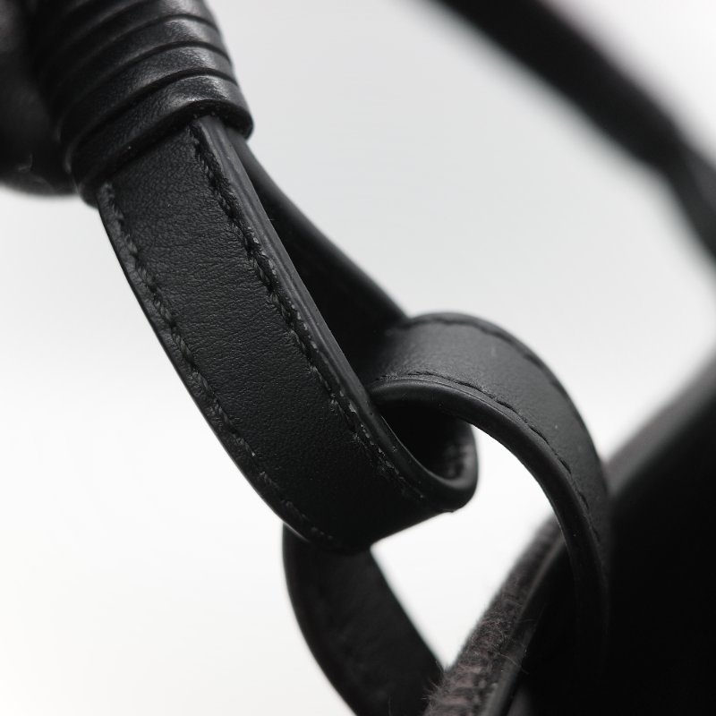 Loewe 羅威 Anagram 碳黑色 Tote Bag 帆布拼皮革 單肩包 手提袋 托特包-24