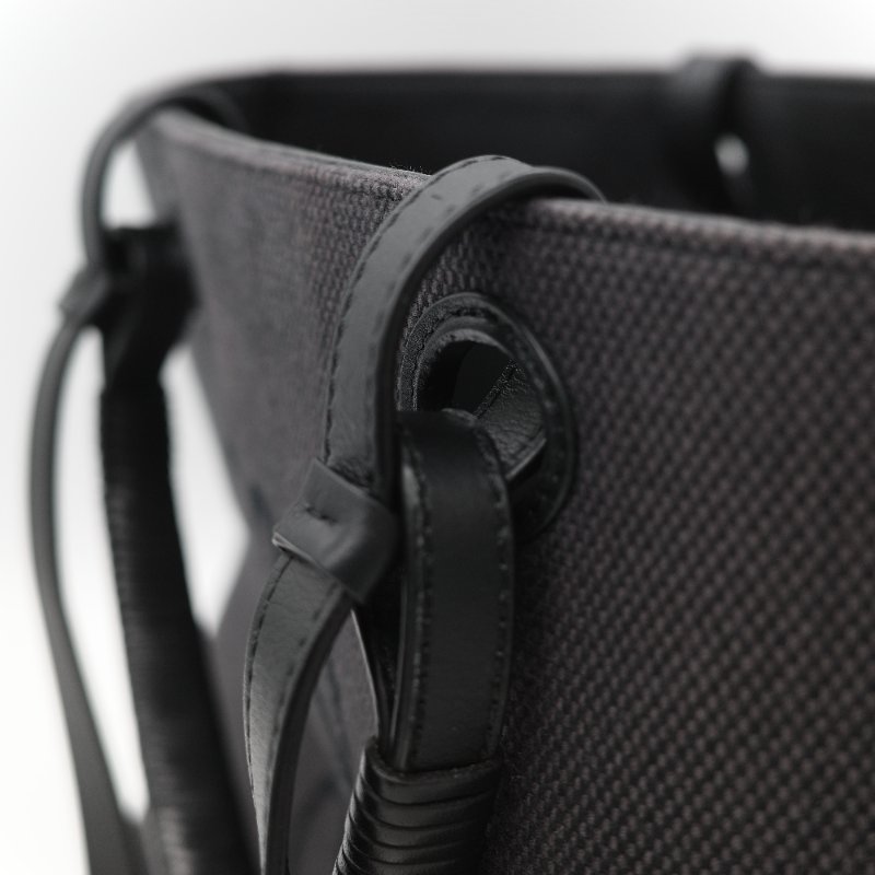 Loewe 羅威 Anagram 碳黑色 Tote Bag 帆布拼皮革 單肩包 手提袋 托特包-27
