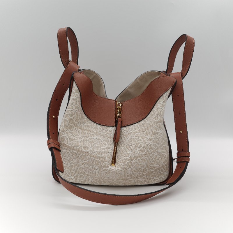 Loewe 羅威 Hammock 吊床包 Anagram 奶白色 提花 焦糖色牛皮 單肩包 斜挎包-6