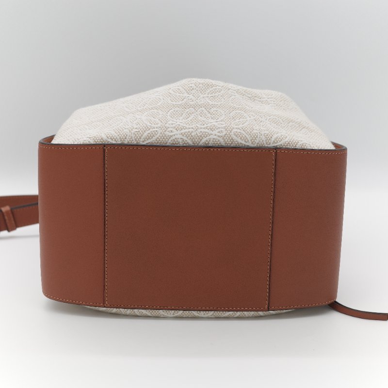 Loewe 羅威 Hammock 吊床包 Anagram 奶白色 提花 焦糖色牛皮 單肩包 斜挎包-8