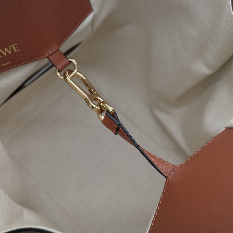 Loewe 羅威 Hammock 吊床包 Anagram 奶白色 提花 焦糖色牛皮 單肩包 斜挎包-25