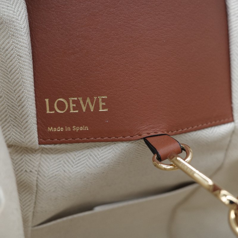 Loewe 羅威 Hammock 吊床包 Anagram 奶白色 提花 焦糖色牛皮 單肩包 斜挎包-27
