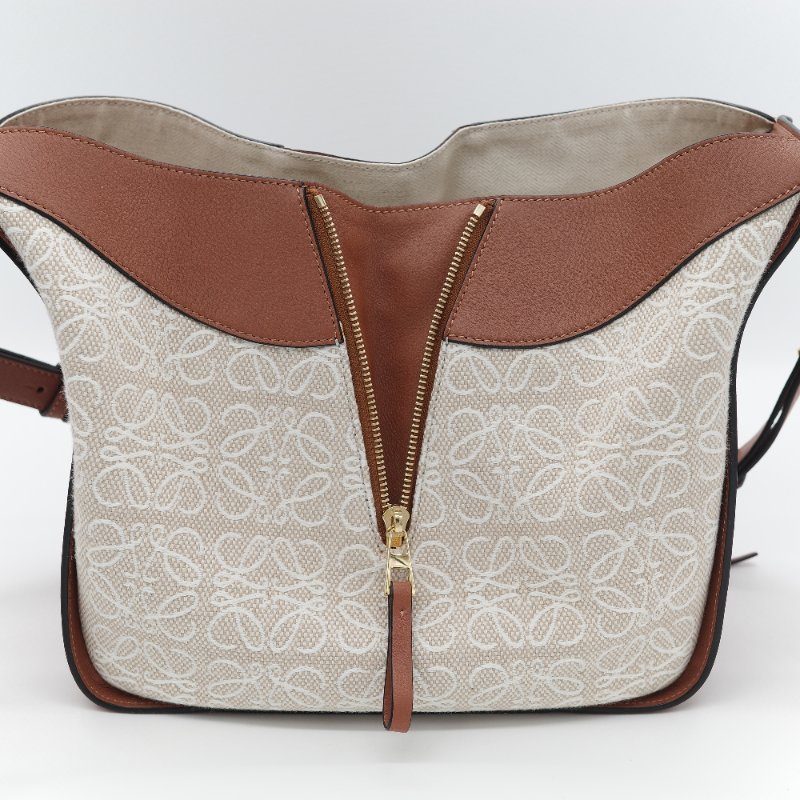 Loewe 羅威 Hammock 吊床包 Anagram 奶白色 提花 焦糖色牛皮 單肩包 斜挎包-28