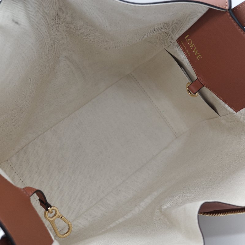 Loewe 羅威 Hammock 吊床包 Anagram 奶白色 提花 焦糖色牛皮 單肩包 斜挎包-30