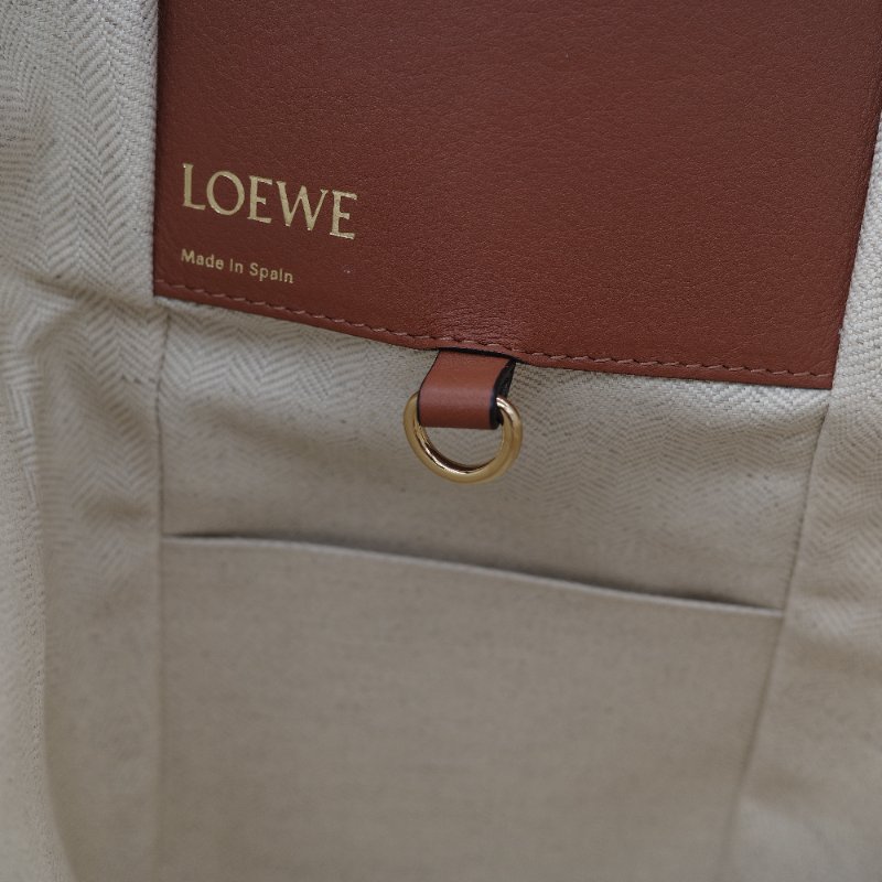 Loewe 羅威 Hammock 吊床包 Anagram 奶白色 提花 焦糖色牛皮 單肩包 斜挎包-32