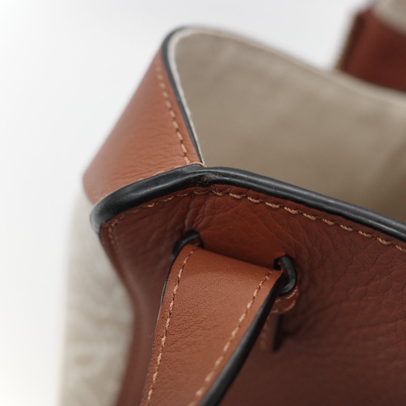 Loewe 羅威 Hammock 吊床包 Anagram 奶白色 提花 焦糖色牛皮 單肩包 斜挎包-35