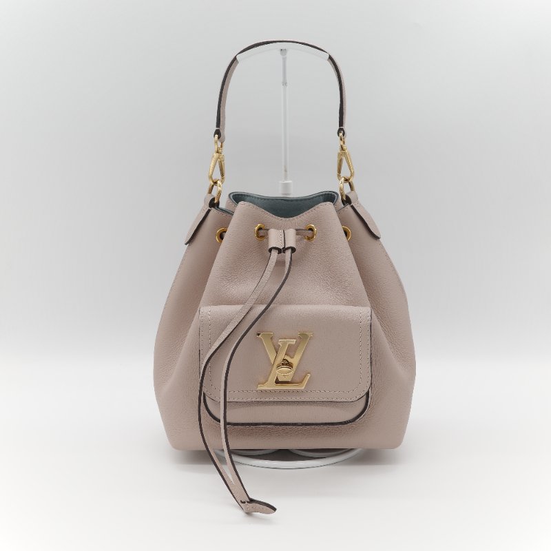 Louis Vuitton 路易威登 Lockme 粒面牛皮 淡粉色 天空藍 手提包 水桶包 單肩包-1