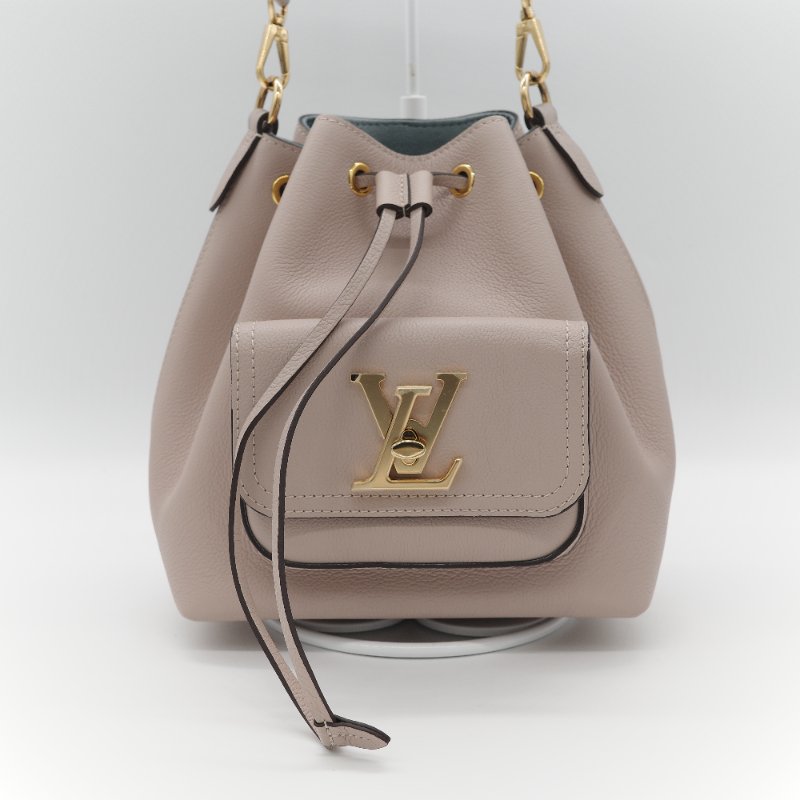 Louis Vuitton 路易威登 Lockme 粒面牛皮 淡粉色 天空藍 手提包 水桶包 單肩包-2