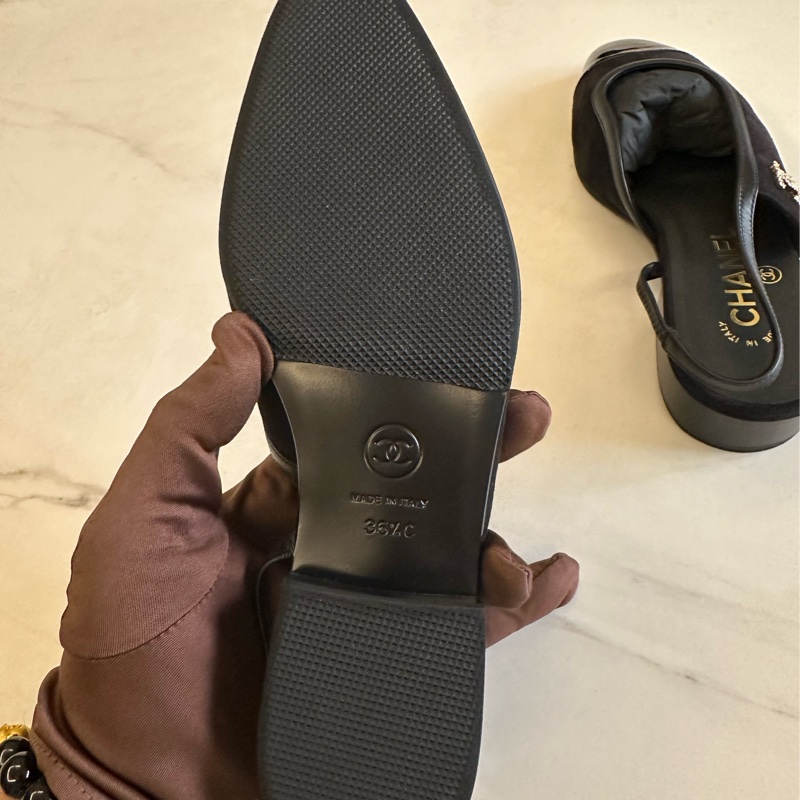 Chanel 絨面平底涼鞋-5