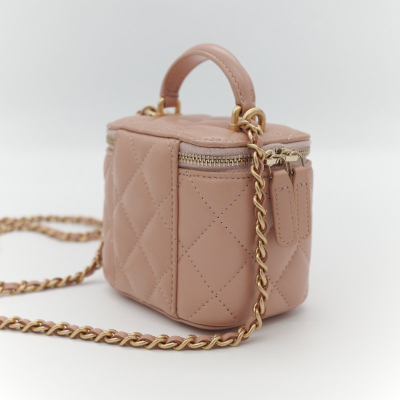 Chanel 香奈兒 手提 方盒子 粉紅色 牛皮 斜挎包 鏈條包-1