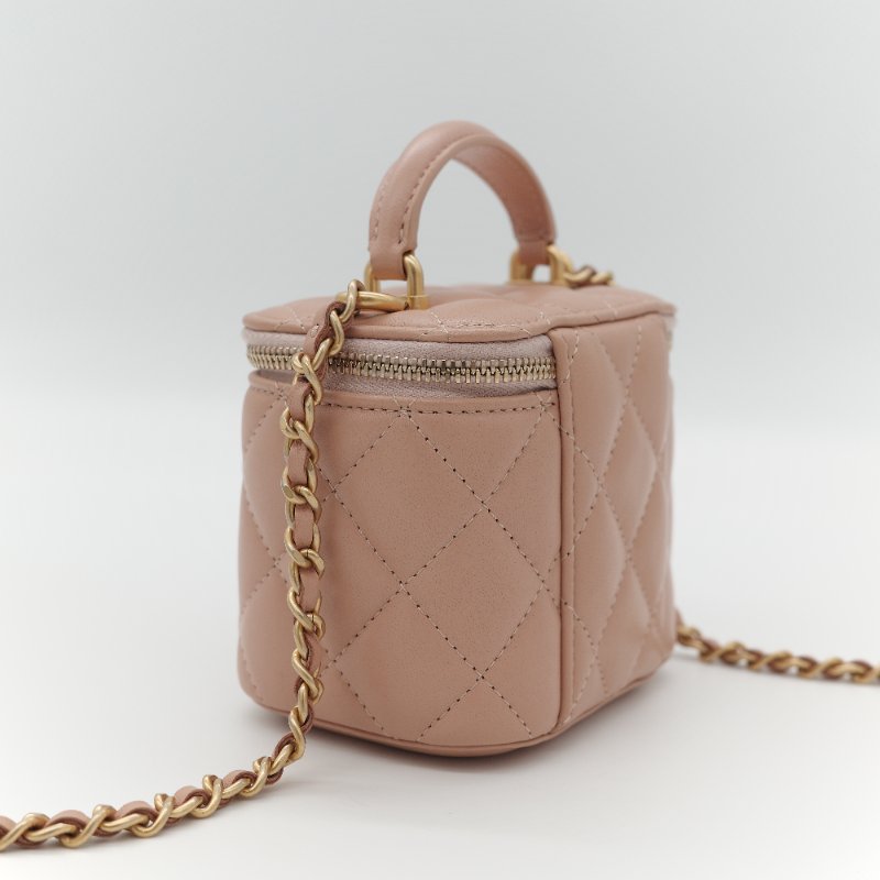 Chanel 香奈兒 手提 方盒子 粉紅色 牛皮 斜挎包 鏈條包-3