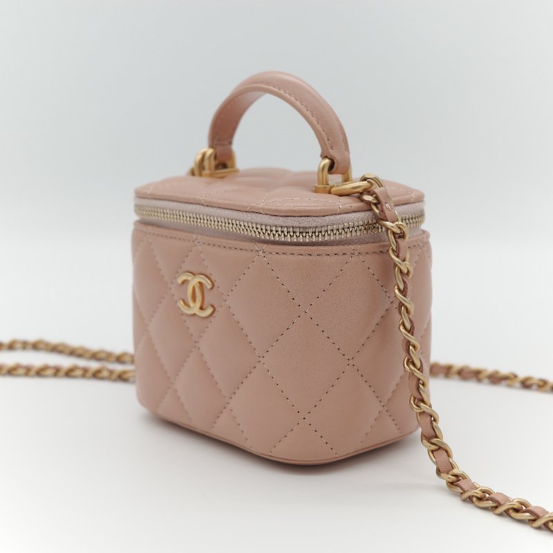 Chanel 香奈兒 手提 方盒子 粉紅色 牛皮 斜挎包 鏈條包-4