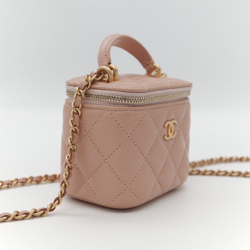 Chanel 香奈兒 手提 方盒子 粉紅色 牛皮 斜挎包 鏈條包-5