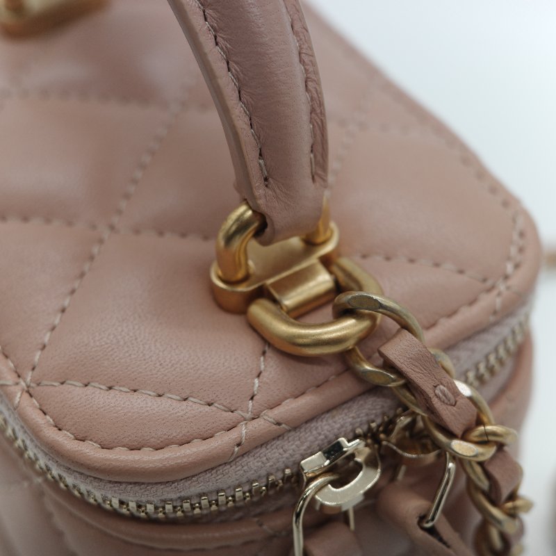 Chanel 香奈兒 手提 方盒子 粉紅色 牛皮 斜挎包 鏈條包-11