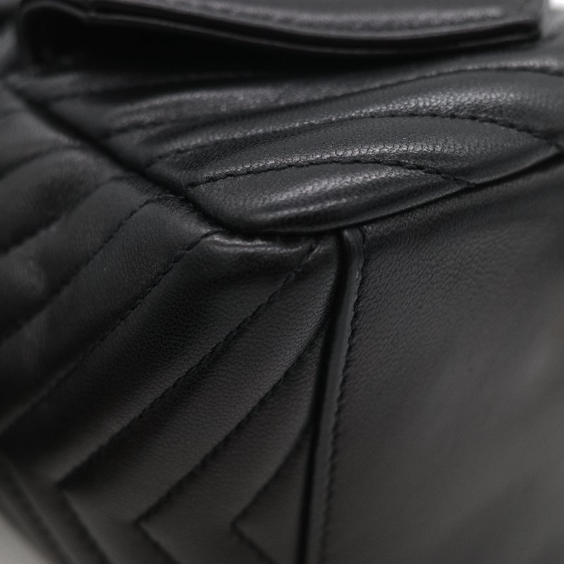 Saint Laurent 聖羅蘭 黑色 山型紋 羊皮 鏈條 束口手袋 斜挎包 水桶包-12