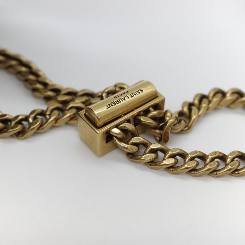 Saint Laurent 聖羅蘭 黑色 山型紋 羊皮 鏈條 束口手袋 斜挎包 水桶包-24