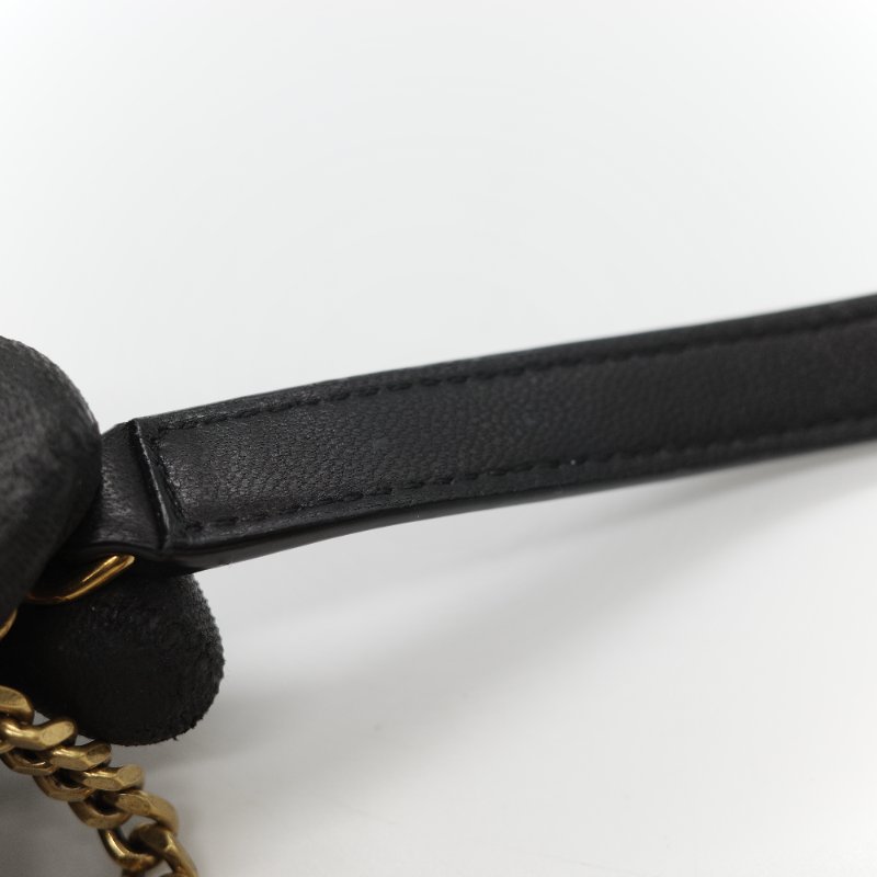 Saint Laurent 聖羅蘭 黑色 山型紋 羊皮 鏈條 束口手袋 斜挎包 水桶包-25