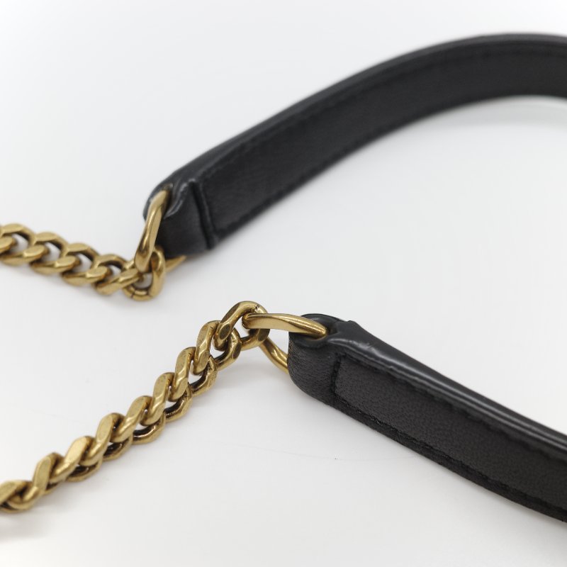 Saint Laurent 聖羅蘭 黑色 山型紋 羊皮 鏈條 束口手袋 斜挎包 水桶包-26