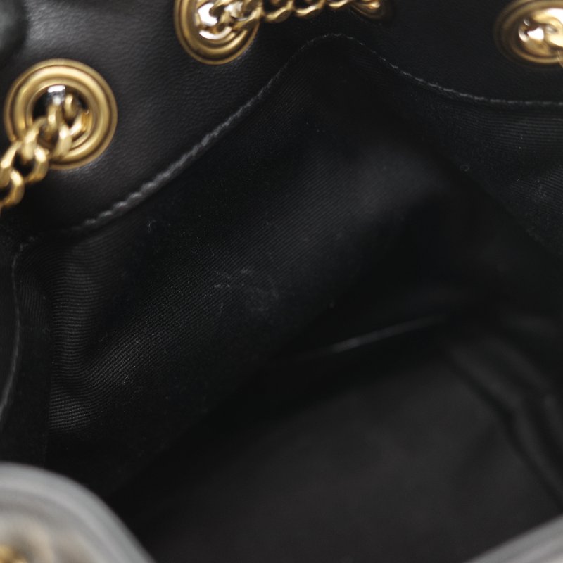 Saint Laurent 聖羅蘭 黑色 山型紋 羊皮 鏈條 束口手袋 斜挎包 水桶包-32