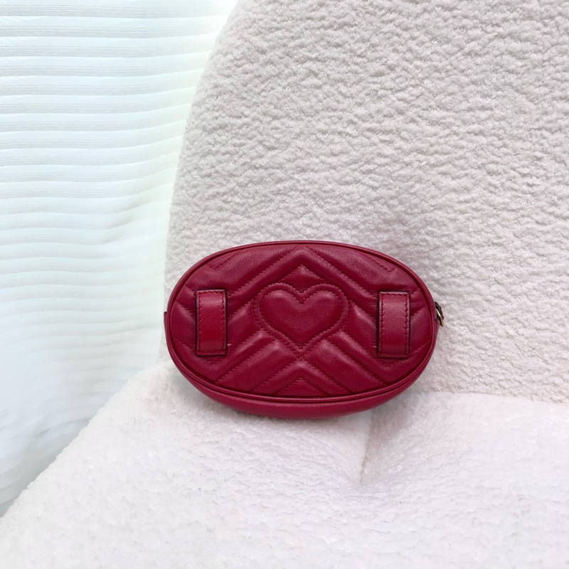 GUCCI古馳GG Marmont紅色牛皮經典馬夢腰包 476434-10