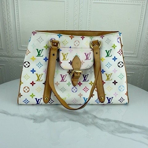 LV 路易威登白三彩村上隆联名tote包