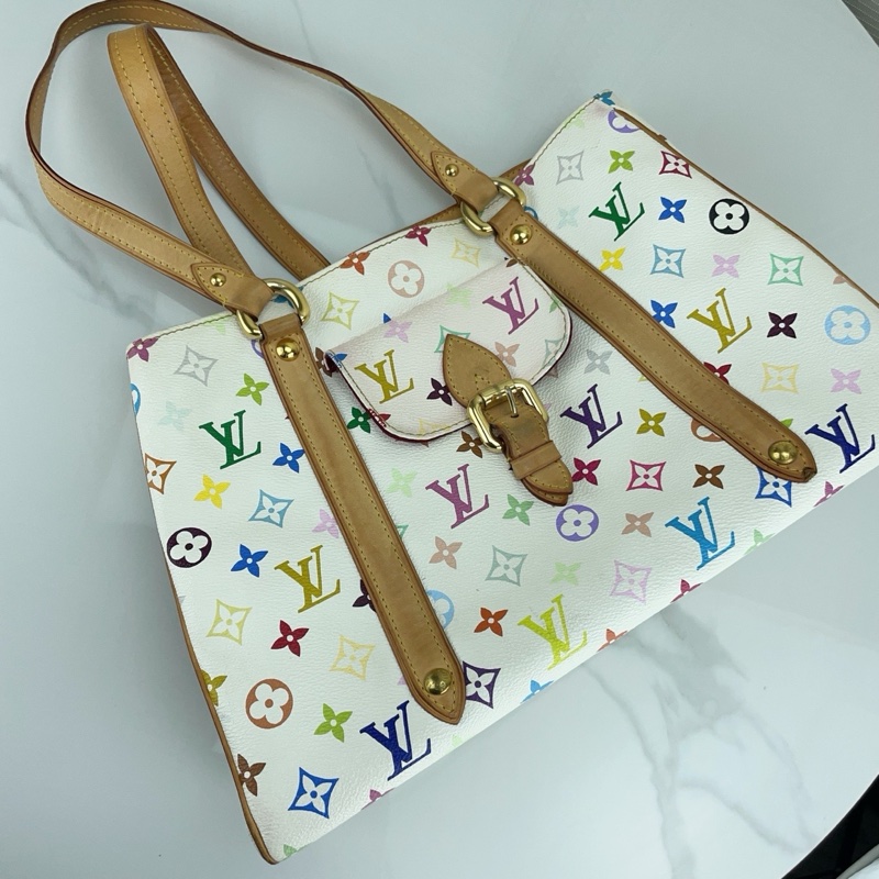 LV 路易威登白三彩村上隆联名tote包-5