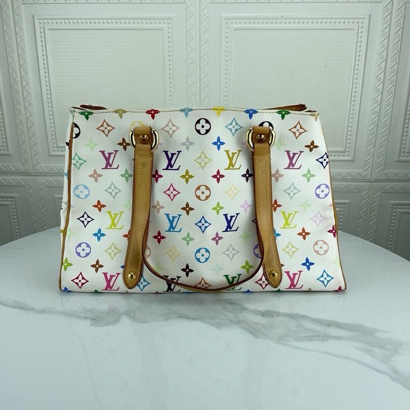 LV 路易威登白三彩村上隆联名tote包-11