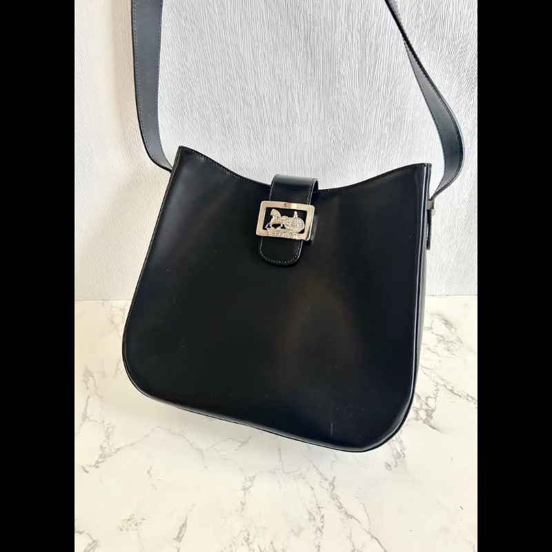 【LA LUNE】稀有中古包 Celine黑銀馬車流浪包 腋下包 側背包 單肩包 二手-2