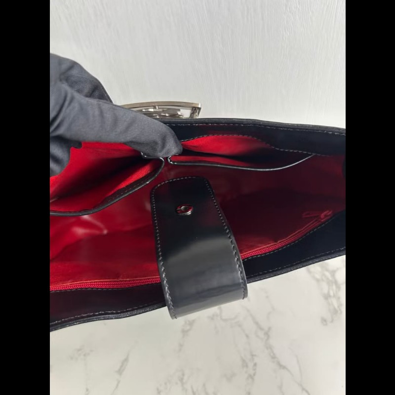 【LA LUNE】稀有中古包 Celine黑銀馬車流浪包 腋下包 側背包 單肩包 二手-7