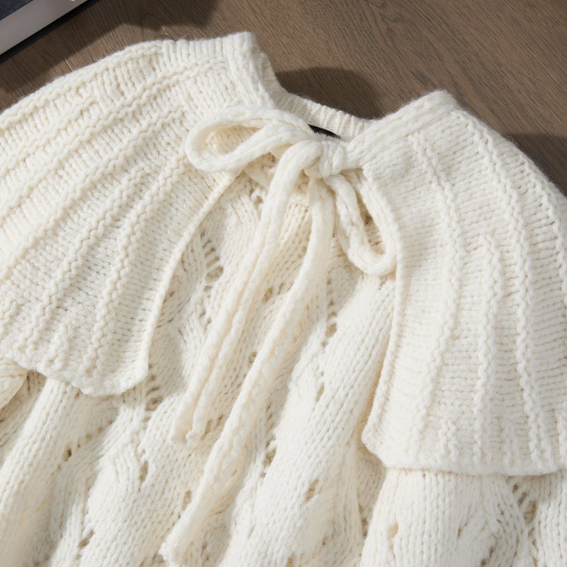 ❤️CHANEL 溫柔甜美帶披肩毛衣 面料超柔軟舒適 袖口精緻CC logo鈕扣-2