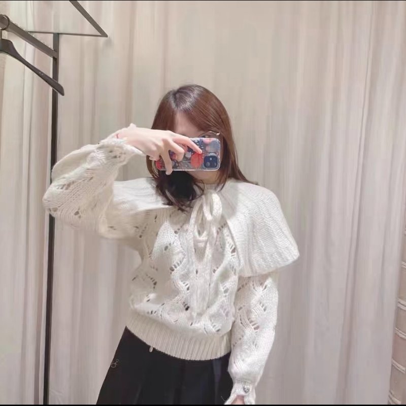 ❤️CHANEL 溫柔甜美帶披肩毛衣 面料超柔軟舒適 袖口精緻CC logo鈕扣-7