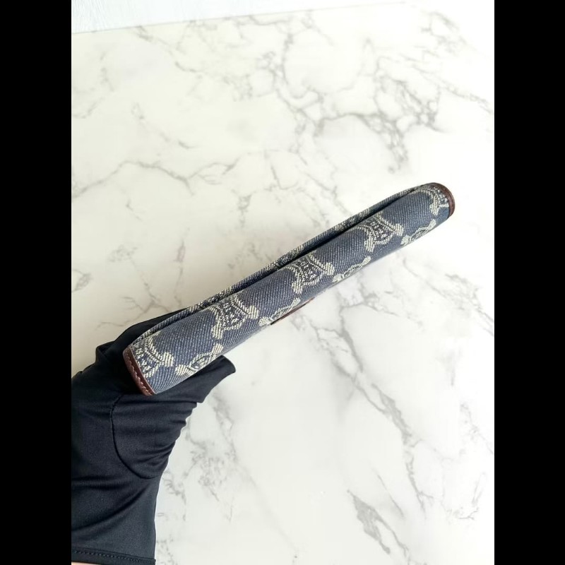 【LA LUNE】絕版古董包 Celine 牛仔丹寧凱旋門皮夾 錢包 長夾 中古包 二手包-5