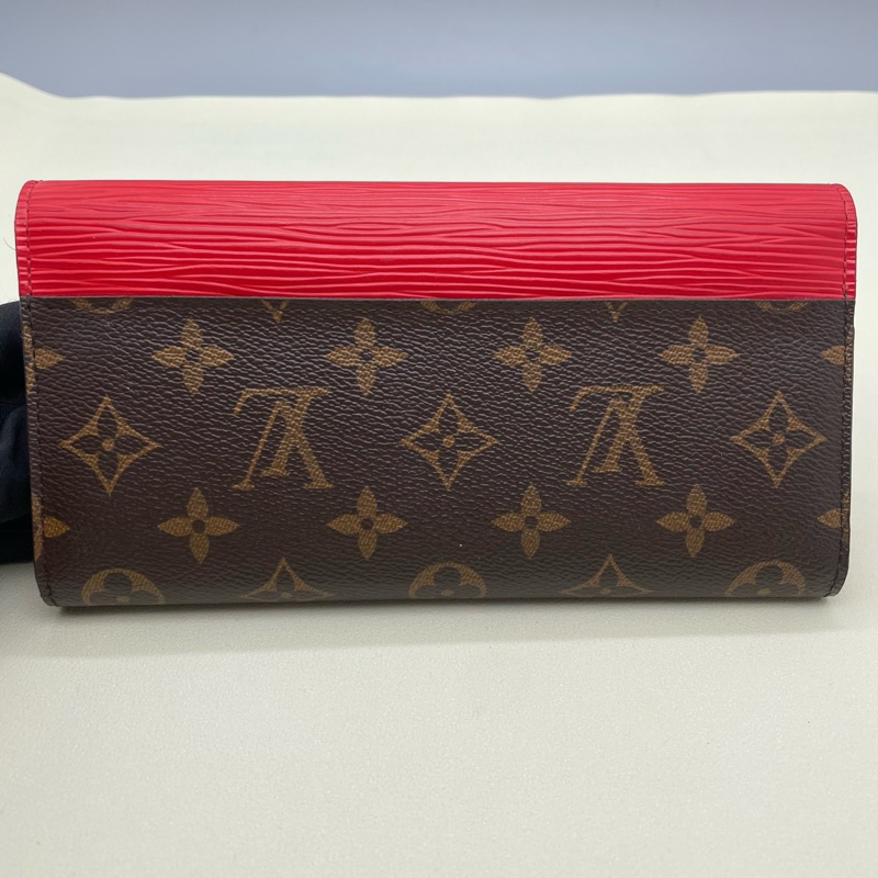 Louis Vuitton/路易威登 Sarah系列 橘色拼老花拼皮長款錢包 尺寸:20×-1