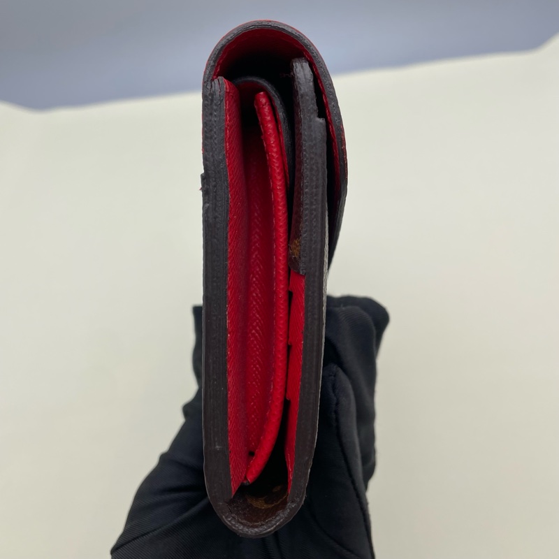 Louis Vuitton/路易威登 Sarah系列 橘色拼老花拼皮長款錢包 尺寸:20×-5