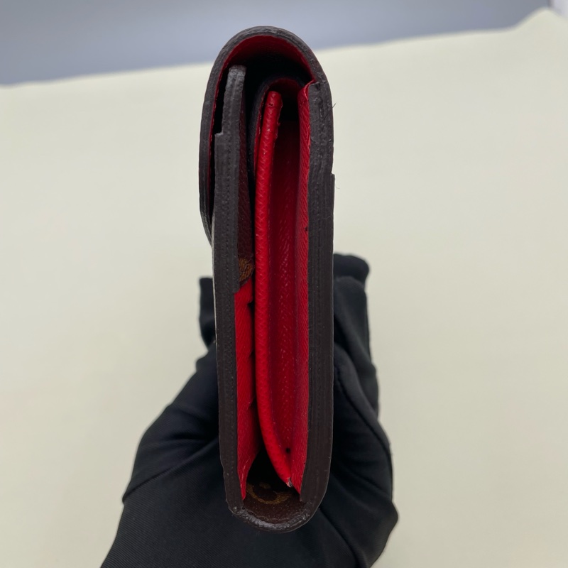 Louis Vuitton/路易威登 Sarah系列 橘色拼老花拼皮長款錢包 尺寸:20×-6