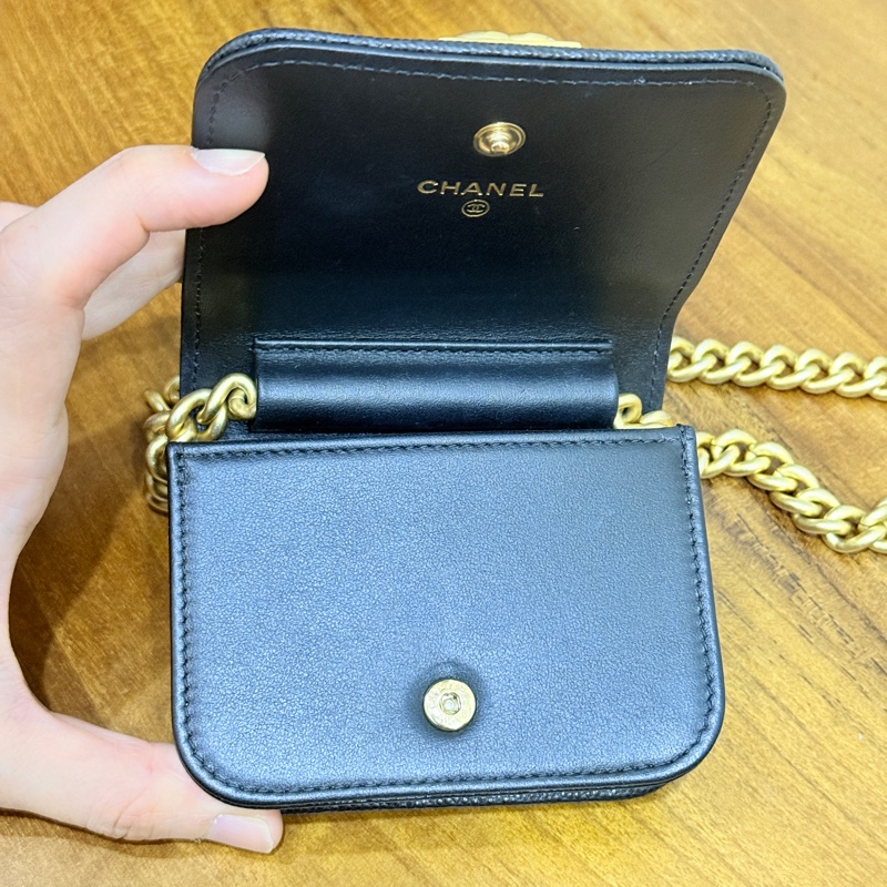 9新✨賠售超甜賣🖤香奈兒 荔枝皮 金珠斜背卡包 斜背錢包 可斜背也可腰鏈包-18