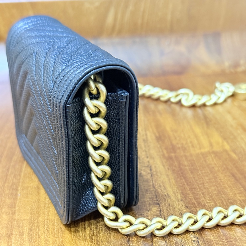 9新✨賠售超甜賣🖤香奈兒 荔枝皮 金珠斜背卡包 斜背錢包 可斜背也可腰鏈包-31