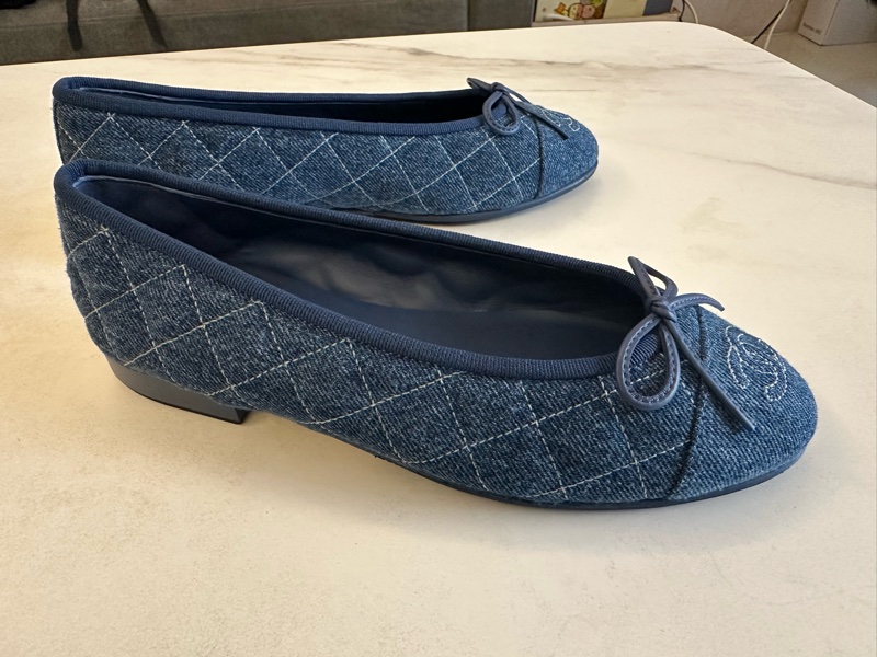Chanel 26P 水洗牛仔布藍芭蕾舞鞋-1