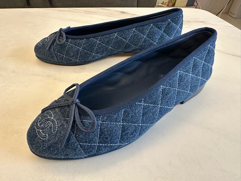 Chanel 26P 水洗牛仔布藍芭蕾舞鞋-2