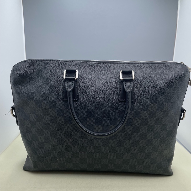 路易威登Louis Vuitton 黑色棋盤格手提包 皮革 尺寸37 x 26 x 6c-2