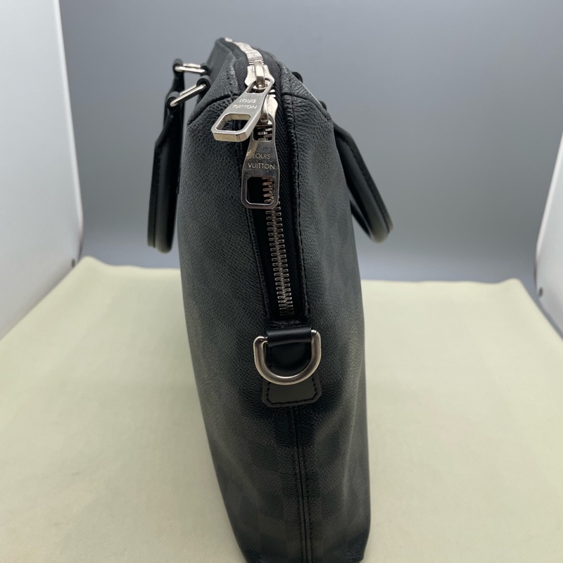 路易威登Louis Vuitton 黑色棋盤格手提包 皮革 尺寸37 x 26 x 6c-3