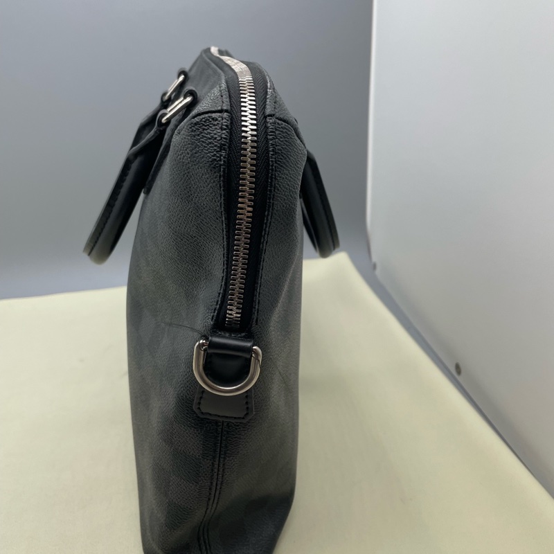 路易威登Louis Vuitton 黑色棋盤格手提包 皮革 尺寸37 x 26 x 6c-4