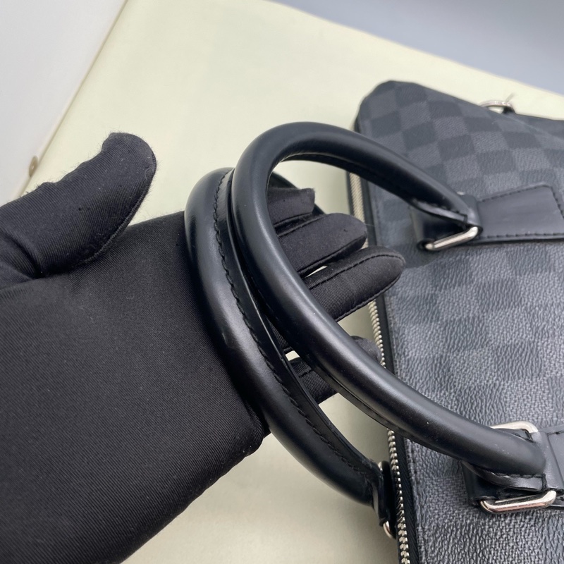 路易威登Louis Vuitton 黑色棋盤格手提包 皮革 尺寸37 x 26 x 6c-7