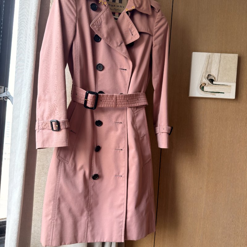 Burberry Blush Pink 限量乾燥玫瑰色 Gabardine Long 風衣 UK4-4