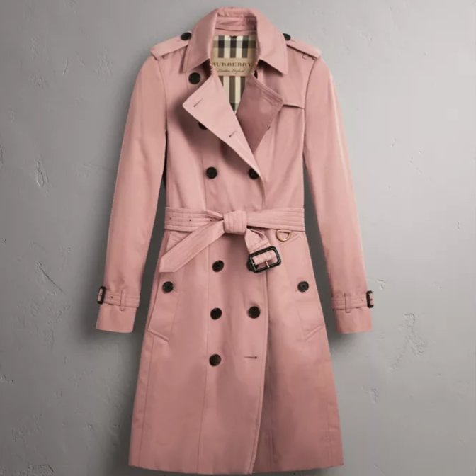 Burberry Blush Pink 限量乾燥玫瑰色 Gabardine Long 風衣 UK4-8
