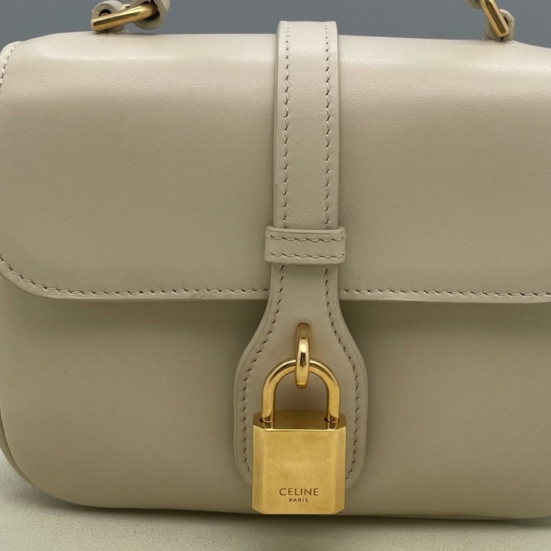 98新賽琳/Celine TABOU迷你光滑牛皮革手袋 鎖頭包-6