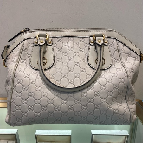 GUCCI/古馳 白色全皮手提斜挎包 尺寸：36×25×