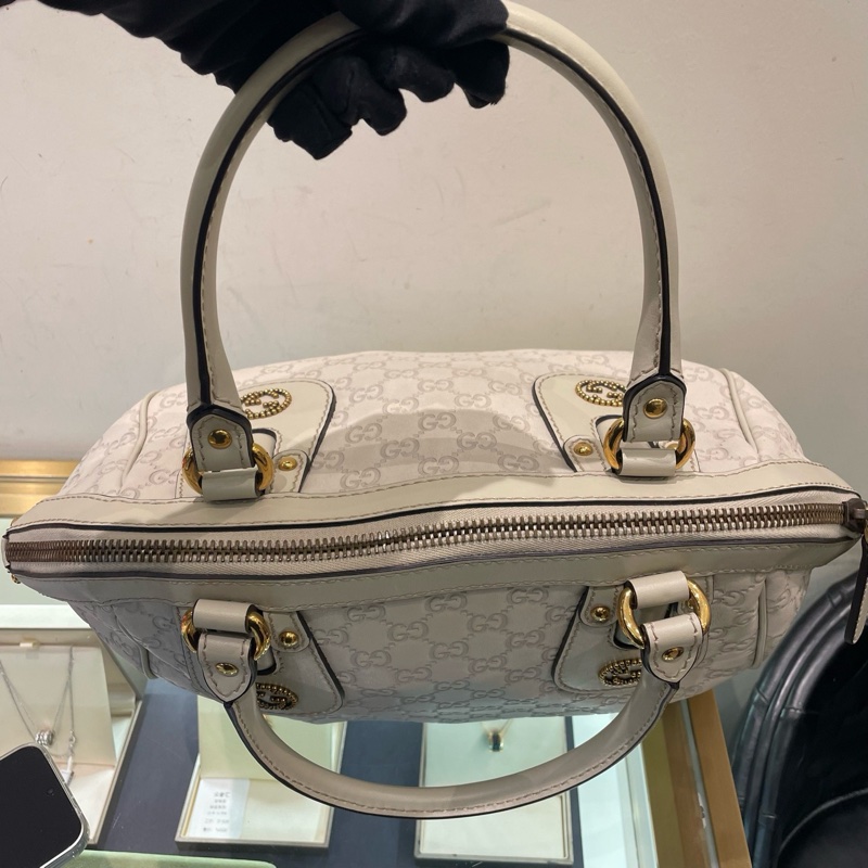 GUCCI/古馳 白色全皮手提斜挎包 尺寸:36×25×-4